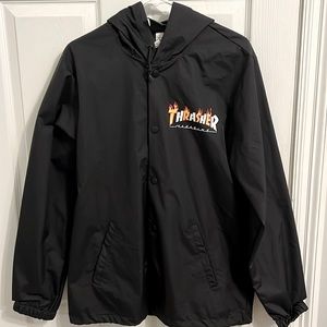 Men’s medium Thrasher button down windbreaker. Black. Excellent condition